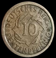 Almanya 1924 F 10 Pfennig