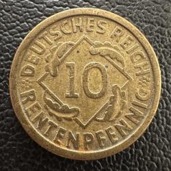Almanya Weimar Cumhuriyeti (Rentenmark) 10 Rentenpfennig 1924 A. Tedavül