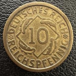 Almanya Weimar Cumhuriyeti (Reichsmark) 10 Reichspfennig 1924 A. Tedavül