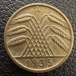 Almanya Weimar Cumhuriyeti (Reichsmark) 10 Reichspfennig 1935 A. Tedavül