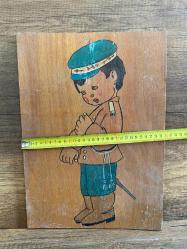Ahşap Üzerine Çizim Erkek Çocuk Tablo