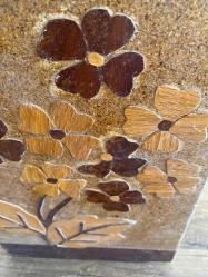 Ahşap Üzerine El Yapımı Çiçek Saksı İşleme Tablo