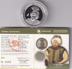 Darphane Osmanlı Padişahları Serisi No:19 IV.Mehmet Hatıra Parası Gümüş