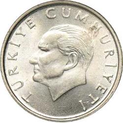 Türkiye Cumhuriyeti  1998 Yılı 10 Bin Lira  İnce Pul  Kenar Yazısı Turaya Göre Ters  (TCM0001)