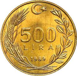 Türkiye Cumhuriyeti  1989 Yılı 500 Lira  (TCM0006)