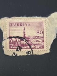 Türk Pulu - Turkish Stamp -Mektup Zarfından Kesilmiş /Postadan Geçmiş Pul Filateli - Damgalı -BATMAN PETROL RAFİNERİSİ TEMALI PUL, 30 PARA - Türkiye Cumhuriyeti - NOSTALJİK DOĞUM GÜNÜ HEDİYESİ