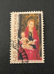 Amerika Birleşik Devletleri Pulu - Unıted States Stamp -  Postadan Geçmiş Pul Filateli - Damgalı - Hans Memling'in Madonna ve Melekler ile Çocuk Temalı Noel Pulu,  5 PARA  - YABANCI PULLAR-NOSTALJİK DOĞUM GÜNÜ HEDİYESİ