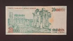 7 EMİSYON 20.000.000 ( YİRMİ ) MİLYON LİRA C72 ÇİL ALTI KAĞIT PARA
