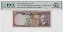 TC 2. Emisyon 50 Kuruş (Batan Gemi) A23 Serisi PMG 63 Çil