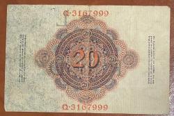 ALMANYA 20 MARK 1914 TEMİZ HALİYLE KAĞIT PARA RESİMDEKİ ÜRÜN
