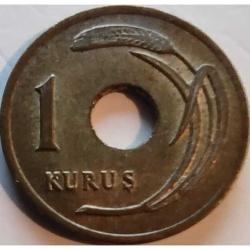 Türkiye 1948 1 Kuruş Pirinç Delikli Tip Koleksiyonluk