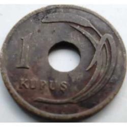 Türkiye 1949 1 Kuruş Pirinç Delikli Tip Çilaltı Kondisyon