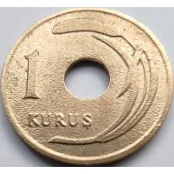 Türkiye 1950 1 Kuruş Pirinç Delikli Tip Çilaltı Kondisyon