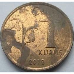 Türkiye 2012 1 Kuruş Bakır Alaşım Modern Emisyon Çilaltı