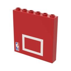 Lego® 3754pb05 Tuğla - 1x6x5 Beyaz Dikdörtgen ve NBA Logolu Basketbol Potası Desenli (Kırmızı)