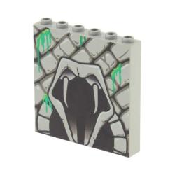 Lego® 3754pb03 Tuğla - 1x6x5 Taşlar ve Dişleri Olan Açık Yılan Ağzı Desenli (Açık Gri)