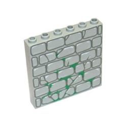 Lego® 3754px3 Tuğla - 1x6x5 Çatlaklı Taşlar ve Yeşil Yosun Desenli (Açık Gri)