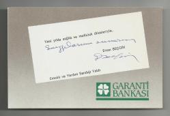 TÜRKİYE GARANTİ BANKASI A.Ş. / ERTAN SEÇGİN ISLAK İMZALI YENİ YIL TEBRİK KARTI...