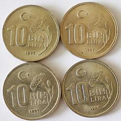 Türkiye Cumhuriyeti  1997 Yılı 10 Bin Lira İnce/kalın Pul Ters Düz Takım (TCM0007)