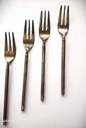 GÜMÜŞ ÇATAL TAİTÜ MARKA OSMANLI 19. YÜZYIL MEYVE ÇATALI 4 AD