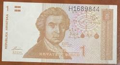 HIRVATİSTAN  1 DİNAR 1991 ÇİL  KAĞIT  PARA