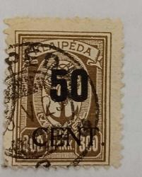 LOT.10 » Almanya Memel Litvanya'ya ilhak yıldönümü hatıra 1923 çok nadir damgalı katalog değeri 750 TL