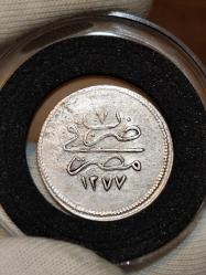 Sultan Abdülaziz 1277/7 Mısır Baskı Gümüş 1 Kuruş Nadir