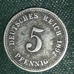 ALMANYA  1892 A   5  PFENNIG