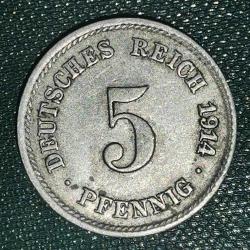 ALMANYA  1914 F   5  PFENNIG