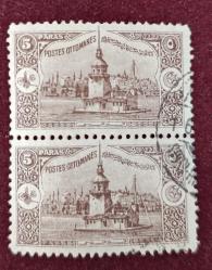 LOT.1 » 1914 Londra Serisinden Kız Kulesi görselli 5 p. Damgalı per