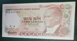 TÜRKİYE    5.000   LİRA   KAĞIT PARA  BÜYÜK MEVLANA
