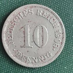 ALMANYA  1908 J    10  PFENNIG