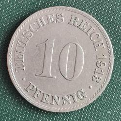 ALMANYA  1913  A    10  PFENNIG