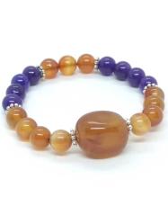 Koleksiyonluk İri Akik Odaklı Tasarım Bileklik - %100 Doğal Taş