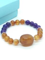 Koleksiyonluk İri Akik Odaklı Tasarım Bileklik - %100 Doğal Taş