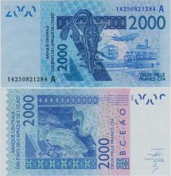 BATI AFRİKA PARA BİRLİĞİ 2000 FRANK 2014 A= FİLDİŞİ SAHİLİ. CFA FRANGI. ÇİL.