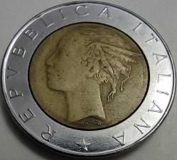 İTALYA 1985 500 Liret Dünyanın İlk Bimetal Serisi