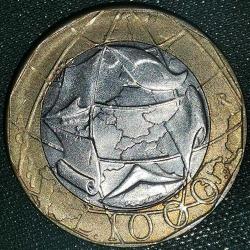 İTALYA 1997    1000  LİRE   Birleşik Almanya Haritası