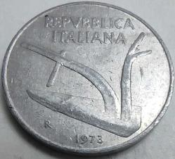 İTALYA 1973 10 Liret Zeytin Dalı ve Pulluk Temalı