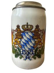 Bavyera Armalı Zin Kapaklı Seramik Alman Bira Bardağı TANKART
