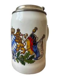 Bavyera Armalı Zin Kapaklı Seramik Alman Bira Bardağı TANKART