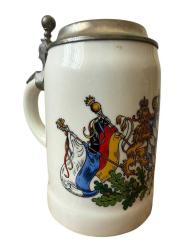 Bavyera Armalı Zin Kapaklı Seramik Alman Bira Bardağı TANKART