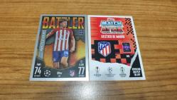 Topps UEFA Champions League 2023-2024 Marcos Llorente Atlético de Madrid Battler Kart No:163