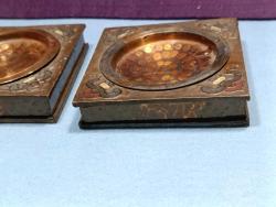 RF37----BAKIR GİYDİRME BİR ÇİFT KASE -TABAK VEYA KÜLLÜK