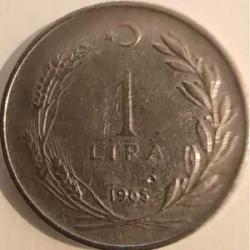 Türkiye 1965 1 Lira Başak ve Ay Yıldız Temalı