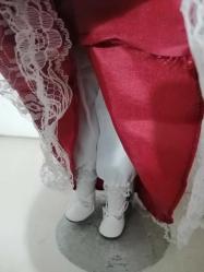 34 cm PORSELEN GELİN BEBEK ÇOK GÜZEL KUSURSUZ SİYAH SAÇLI DUVAKLI