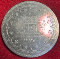 OSMANLI ABDÜLAZİZ 1861-1876  ( AH 1277-1293)  20 KURUŞ  GÜMÜŞ 1277/14