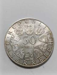 JULIUS RAB -1964 AVUSTURYA 50 SHILLING GÜMÜŞ 20.GR.-ÇİL