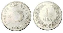 Türkiye 1 Lira, 1947 Gümüş 7.50 gr