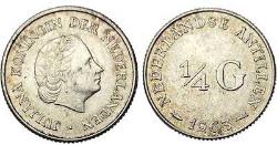 Hollanda Antilleri ¼ Gulden, 1963 Gümüş 3.58 gr Kraliçe Juliana (1952 - 1980)